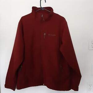 Columbia Jacket Mens XL Full Zip Maroon Pockets Polyester Outdoors Hiking